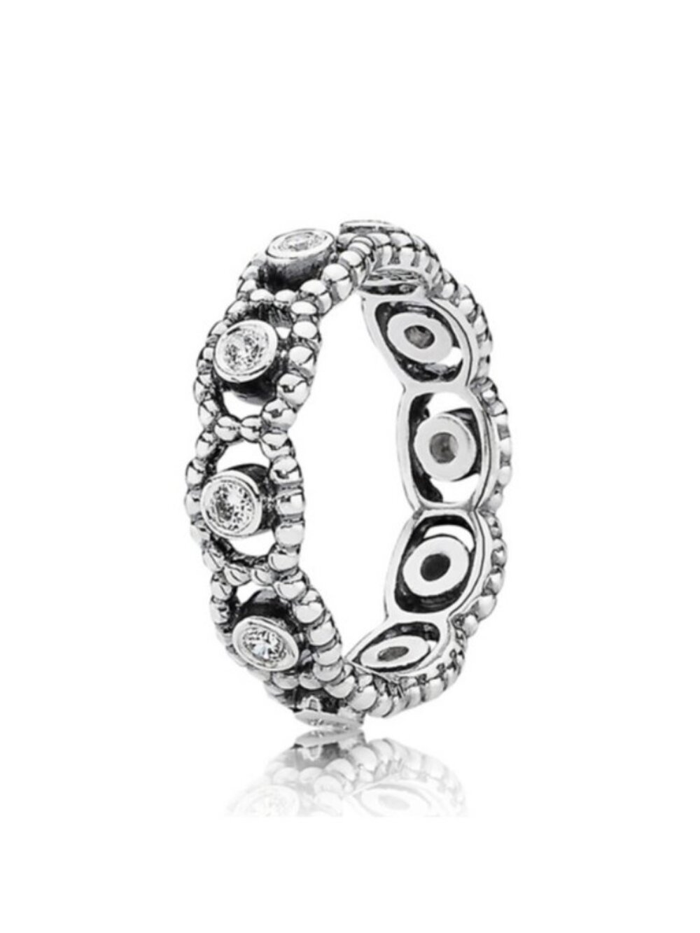Pandora Sterling Silver Her Majesty Ring w/ Clear Zirconia - 190881Cz  Size 54